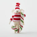 Wool Felt Mice w/Candy Canes Joy 5-1/2" H, White, red & green, Set of 3 - FOR WEBSITE AND HOLIDAY STORE Alternative View #1
