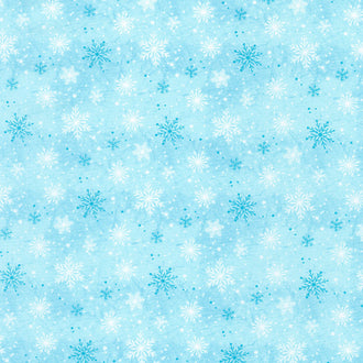 Frosty Merry-Mints - Snowflakes Teal Yardage