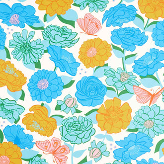 Flowerland - Flowerland Floral Turquoise Yardage