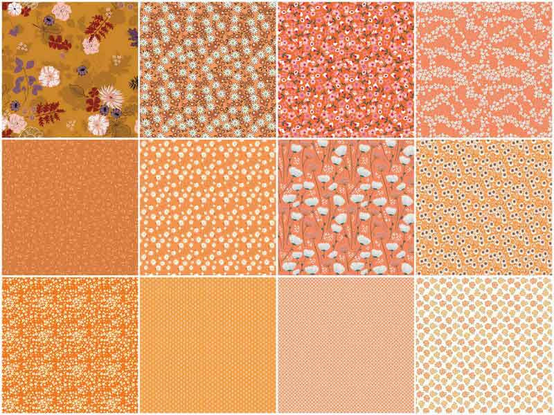 Handpicked Produce - Fanciful Florals Orange Fizz 10" Stackers 24 pcs. Alternative View #1
