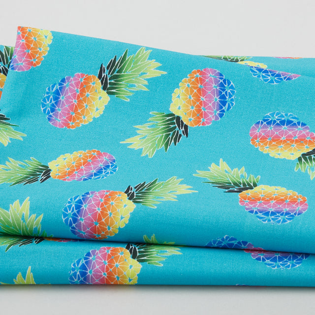 Let's Get Tropical - Party Pineapples Turquoise 2 Yard Cut Primary Image