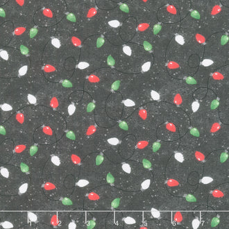 Baby It's Gnomes Out - String Lights Black Yardage