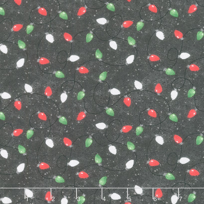 Baby It's Gnomes Out - String Lights Black Yardage