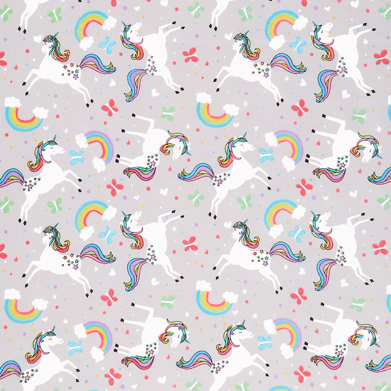 Comfy Flannel® - Unicorn & Rainbows Gray Yardage Primary Image