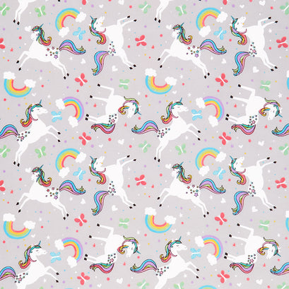 Comfy Flannel® - Unicorn & Rainbows Gray Yardage