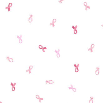 Strength in Pink - Ribbons White Yardage