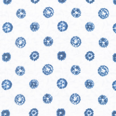 Shibori Blues - Circles White Yardage