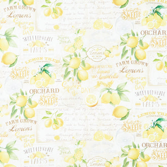 Lemon Bouquet - Lemon Farm Chart Beige Digitally Printed Yardage