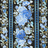 Royal Plume - Royal Blue Floral 11" Stripe Black Metallic Yardage