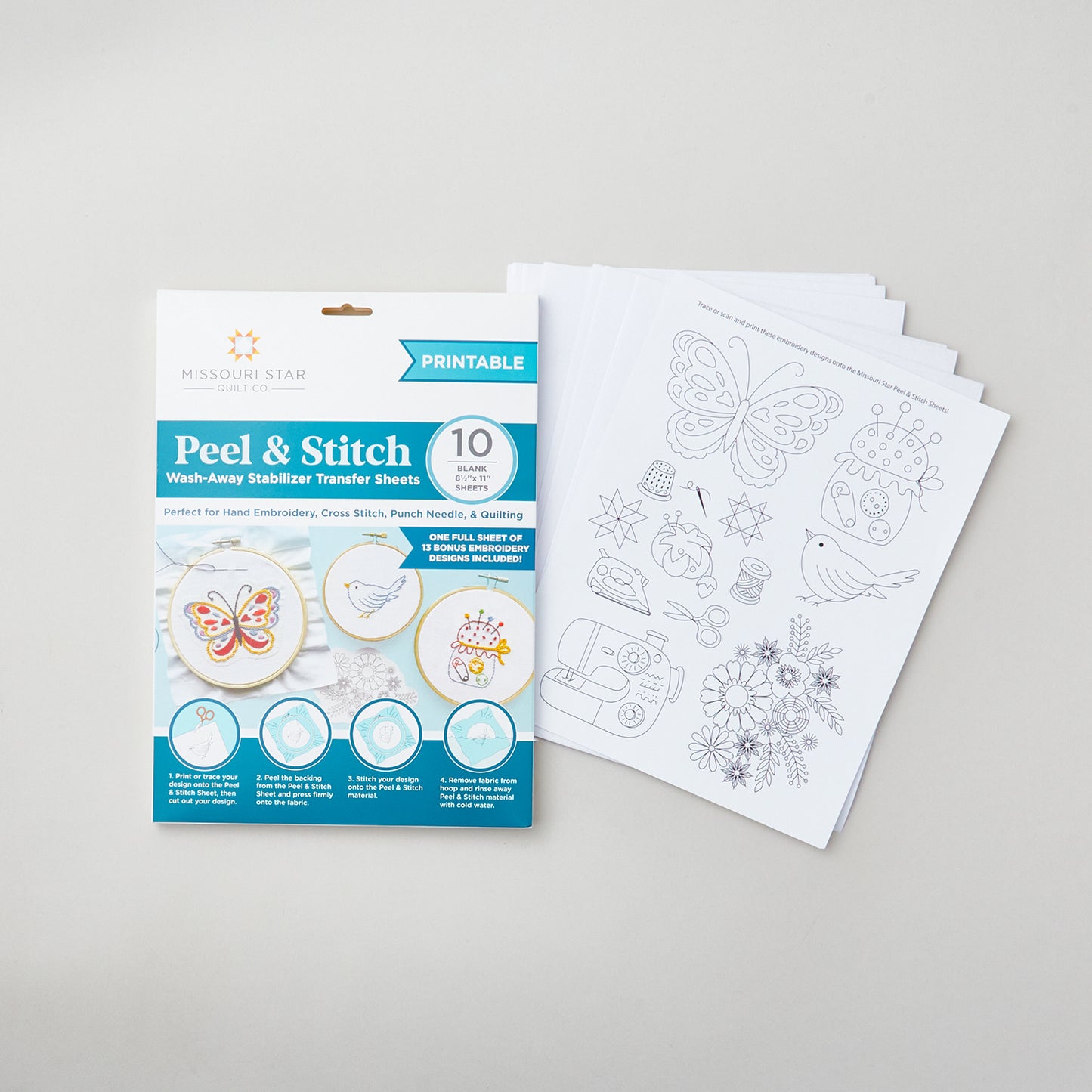Missouri Star Peel & Stitch: Printable, Wash-away Transfer Sheets 10pk Alternative View #1