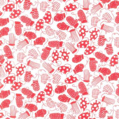 Bundle-Up - Mittens White Red Yardage