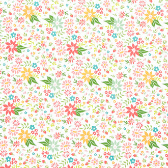 Strawberry Lemonade - Strawberry Blossoms Cloud Yardage