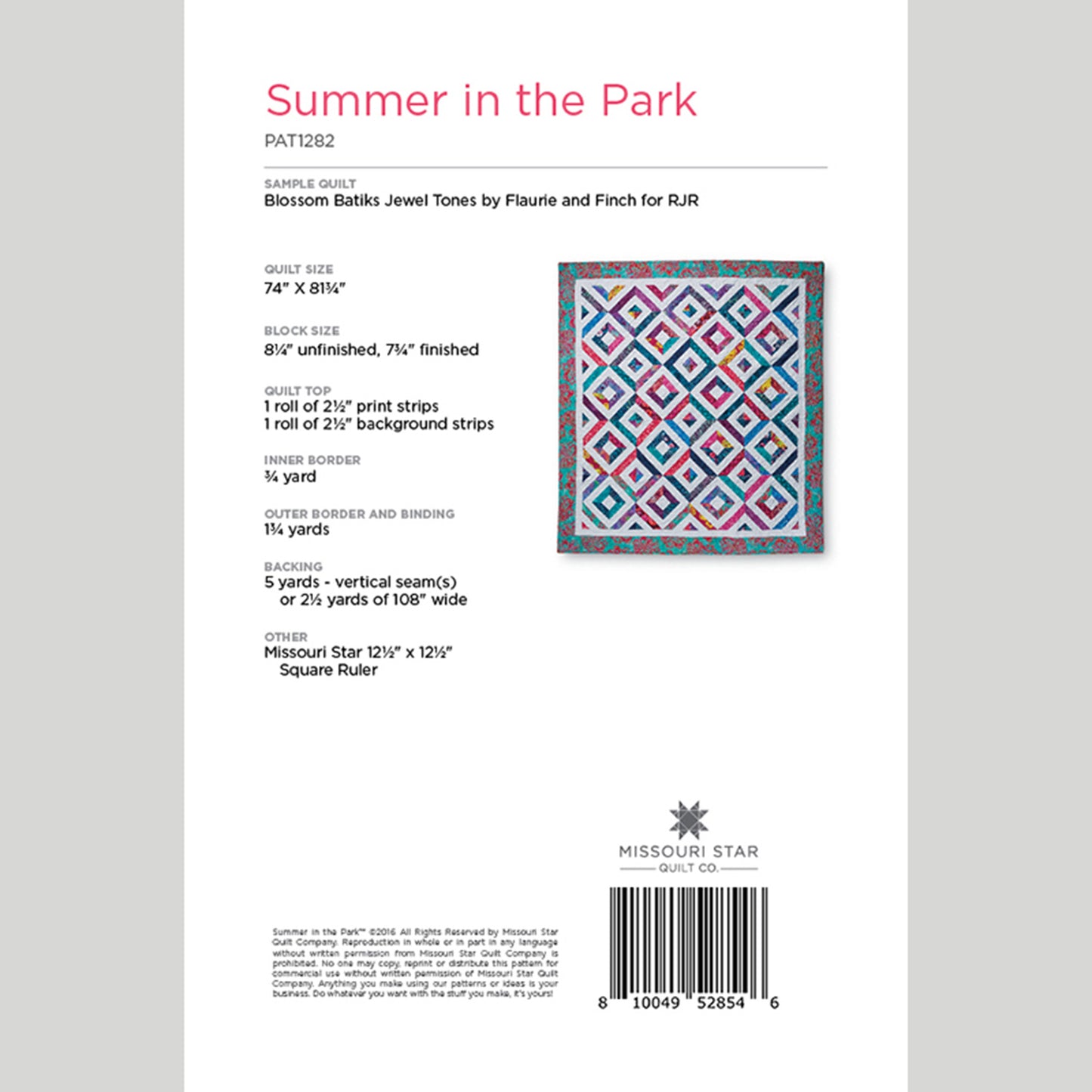 Digital Download - Summer in the Park Quilt Pattern by Missouri Star Alternative View #1