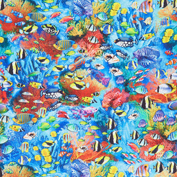 Jewels of the Sea (Michael Miller) - Tropical Fish Azure Yardage Primary Image