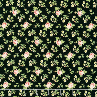 Midnight Garden - Rose Ditsy Black Yardage