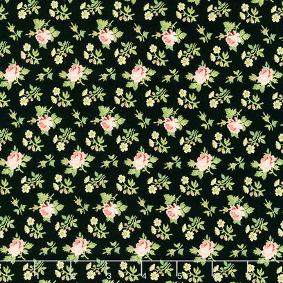 Midnight Garden - Rose Ditsy Black Yardage
