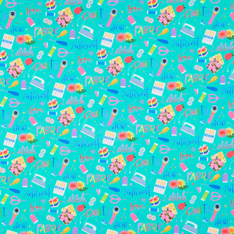 Quilt Retreat - Sewing Notions Turquoise Yardage