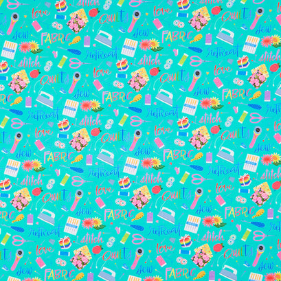 Quilt Retreat - Sewing Notions Turquoise Yardage