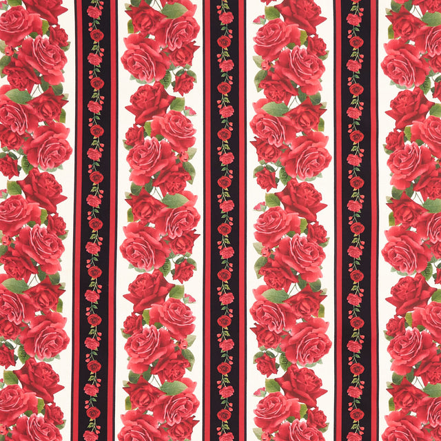 Vintage Rose (Timeless Treasures) - Roses 11" Stripe Multi Yardage Primary Image