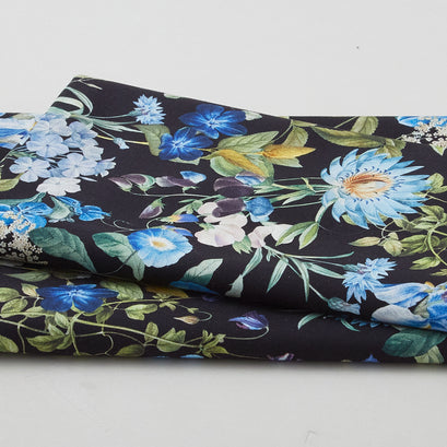 Botanical Garden - Beautiful Blooms Black 2 Yard Cut