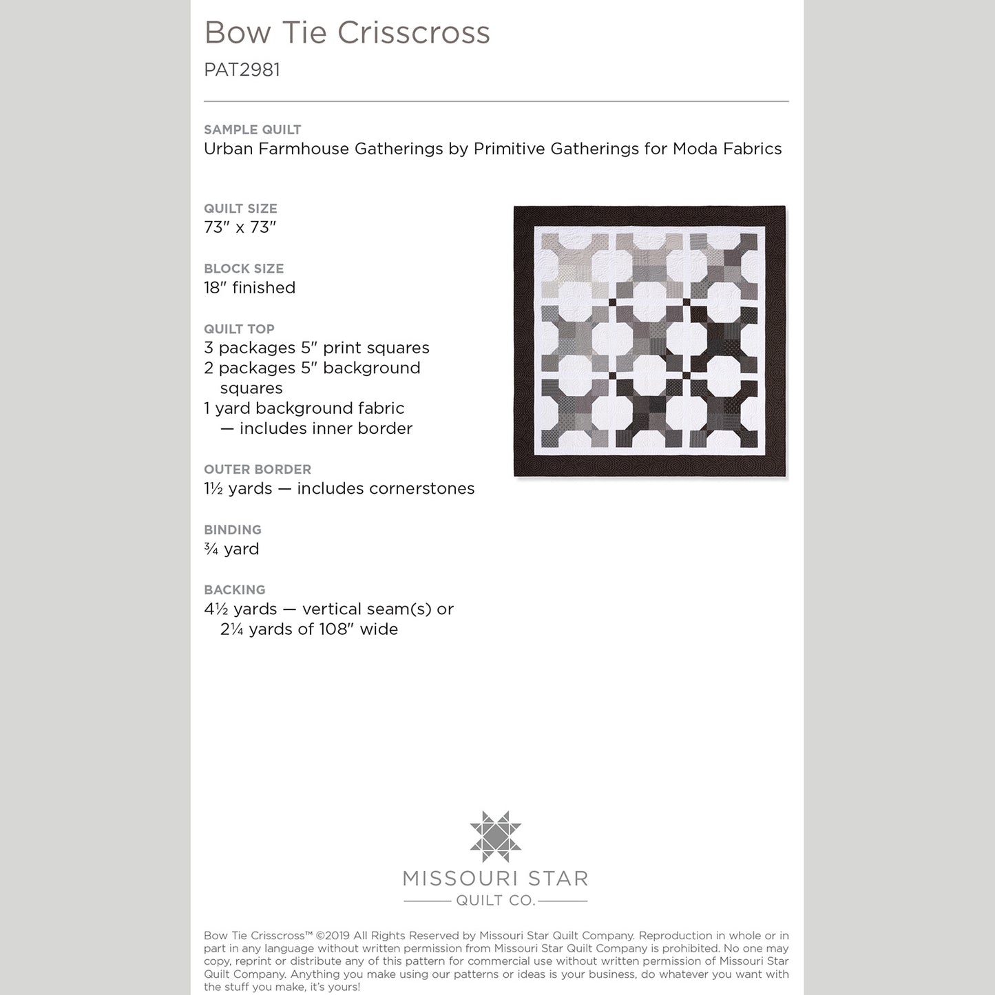 Digital Download - Bow Tie Crisscross Pattern by Missouri Star Alternative View #1