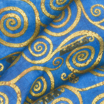 Gustav Klimt - Swirls Cobalt Metallic Yardage Alternative View #1
