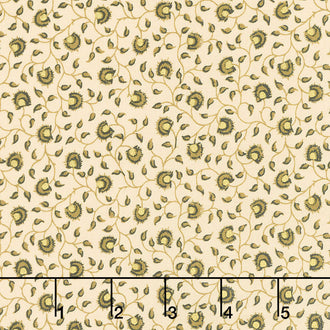 Eliza - Floral Vine Latte Metallic Yardage