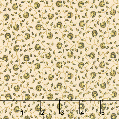 Eliza - Floral Vine Latte Metallic Yardage
