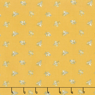 Eliza - Spaced Floral Brass Metallic Yardage