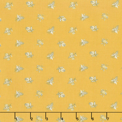 Eliza - Spaced Floral Brass Metallic Yardage