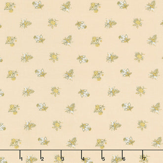 Eliza - Spaced Floral Latte Metallic Yardage