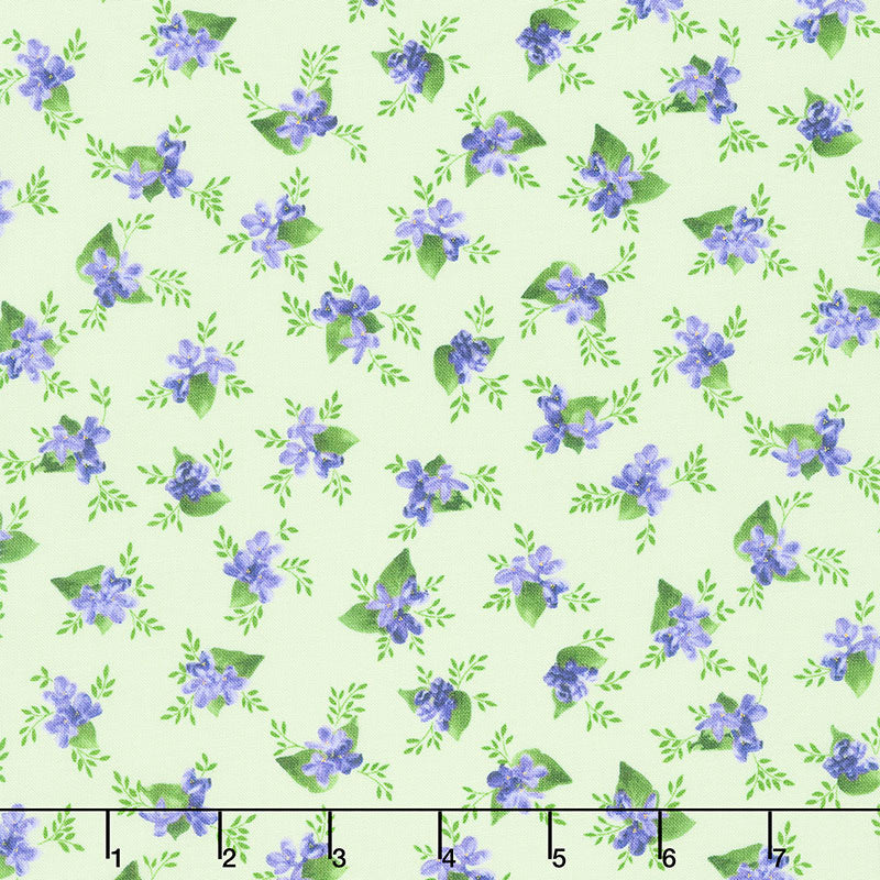 Elizabeth - Flowers Tossed Green Yardage