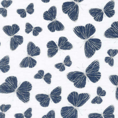 Embrace - Double Gauze Flutter Cobalt/Silver Metallic Yardage