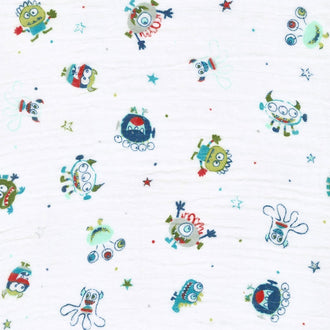 Embrace Double Gauze Prints - EEK! Embrace Cobalt Yardage