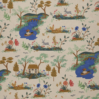 English Garden - Garden Toile Cream Linen Canvas Yardage