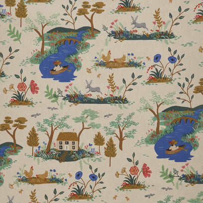 English Garden - Garden Toile Cream Linen Canvas Yardage