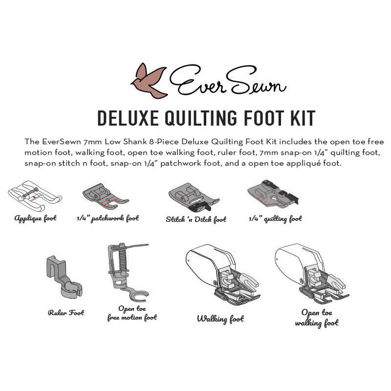EverSewn Deluxe Quilting Foot Kit 8-Piece 7mm Snap-On Low