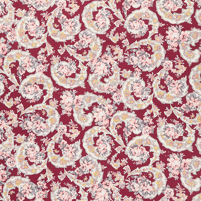 Exquisite - Paisley Burgundy Metallic Yardage