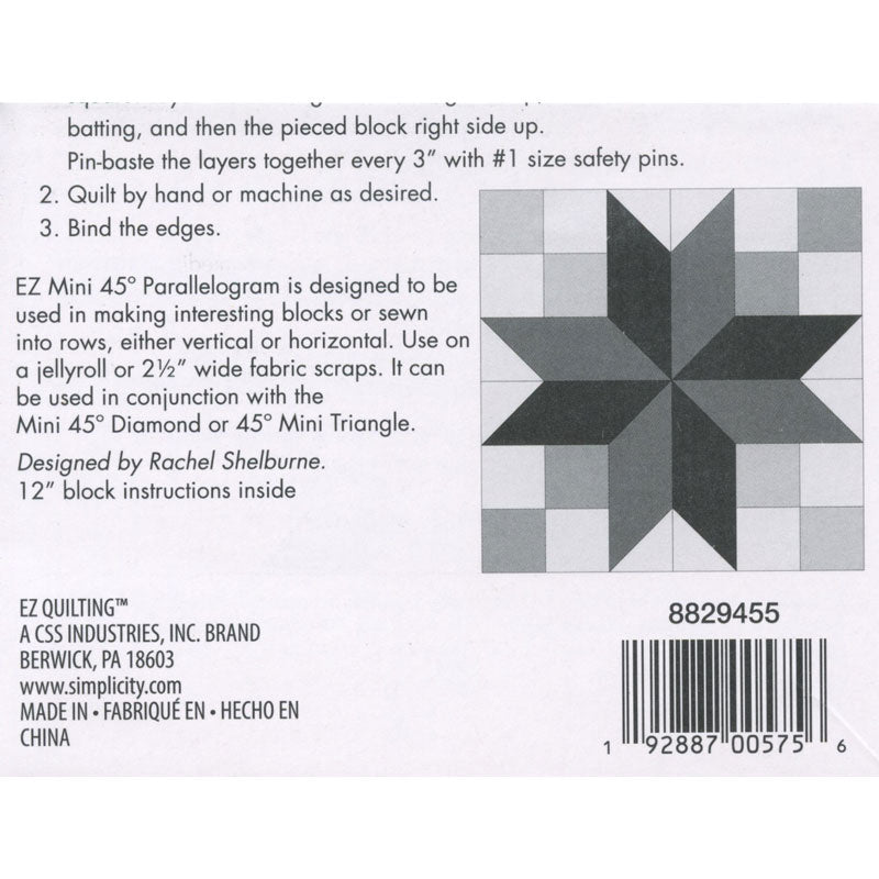 EZ Quilting Jelly Roll Ruler - Mini 45º Parallelogram