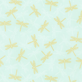 Aurelia - Dragonflies Mint Metallic Yardage