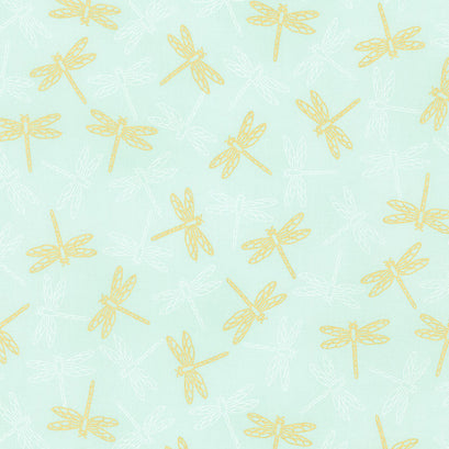 Aurelia - Dragonflies Mint Metallic Yardage
