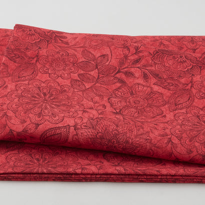 Eufloria - Tonal Floral Red 108" Wide 3 Yard Cut