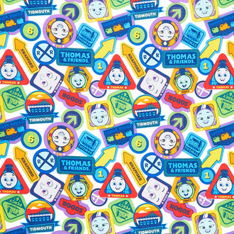 Full Steam Ahead - Thomas and Friends Icons White Yardage