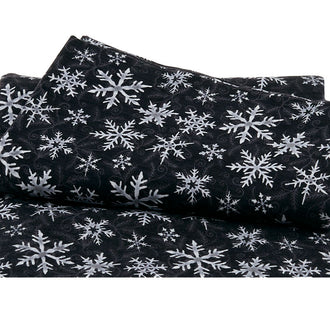 Winter Elegance 2 Ply Flannel - Snowflakes Black 2 Yard Cut