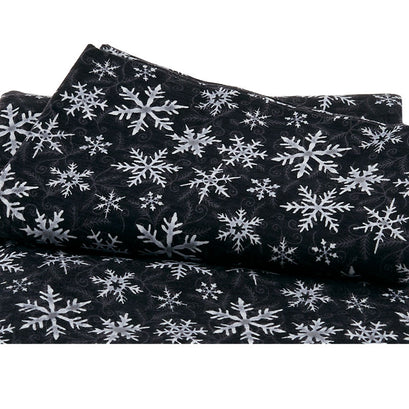 Winter Elegance 2 Ply Flannel - Snowflakes Black 2 Yard Cut
