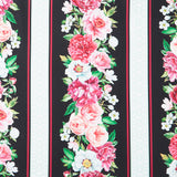 Blush - Floral Border Stripe Black Multi Yardage Primary Image
