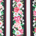Blush - Floral Border Stripe Black Multi Yardage Primary Image