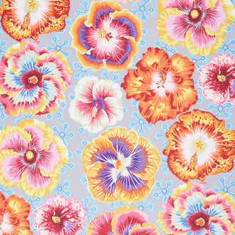 Kaffe Fassett Collective - August 2023 Floating Hibiscus Grey Yardage