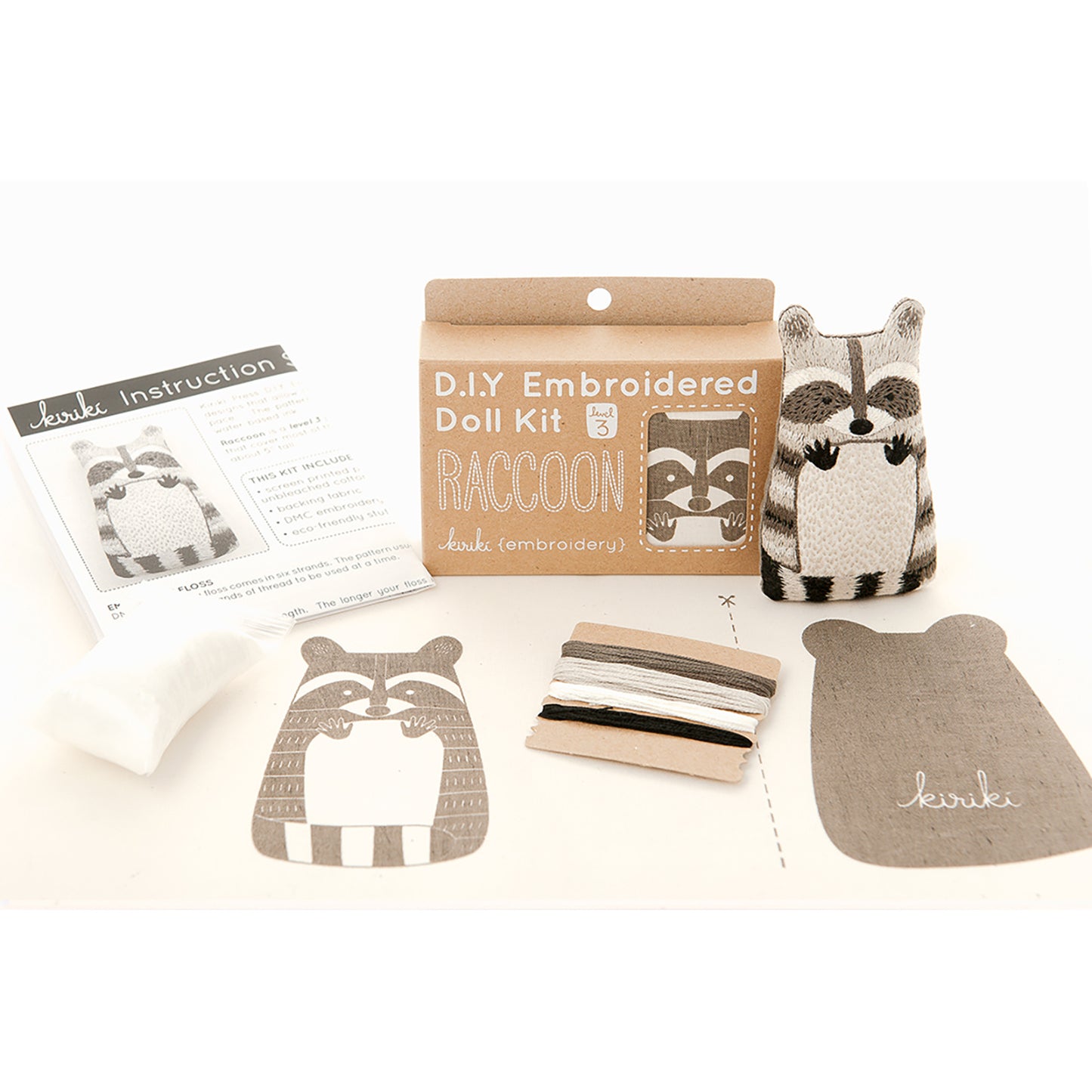 D.I.Y. Embroidered Doll Kit - Raccoon Alternative View #2