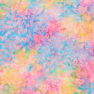 Pin Dot Floral Batiks - Leaves Multi Yardage